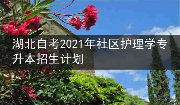湖北自考2021年社区护理学专升本招生计划