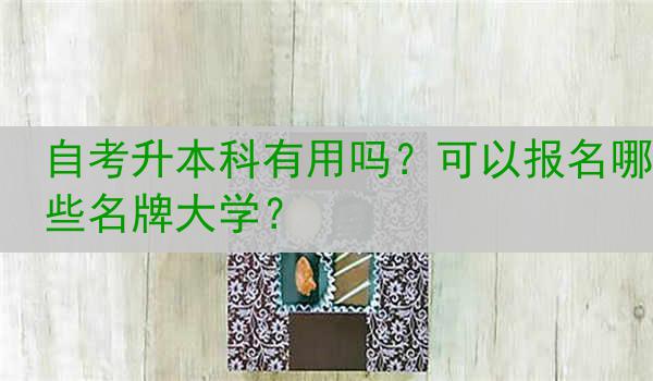 自考升本科有用吗？可以报名哪些名牌大学？