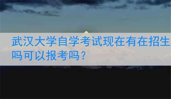 武汉大学自学考试现在有在招生吗可以报考吗？