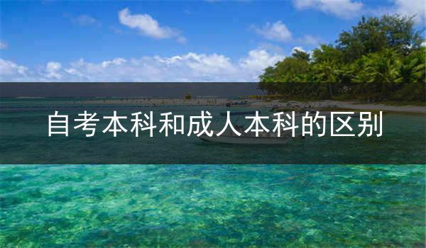 自考本科和成人本科的区别