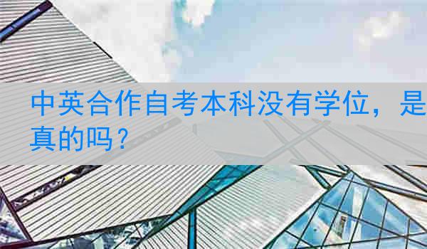 中英合作自考本科没有学位，是真的吗？