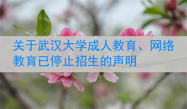 关于武汉大学成人教育、网络教育已停止招生的声明