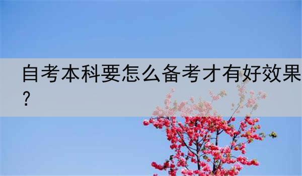 自考本科要怎么备考才有好效果？