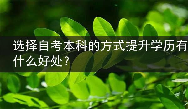 选择自考本科的方式提升学历有什么好处？