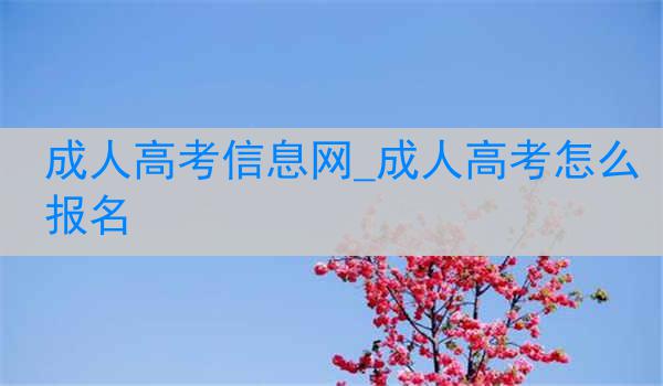 成人高考信息网_成人高考怎么报名