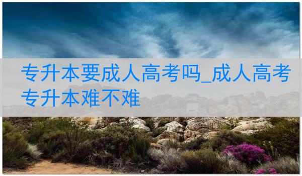 专升本要成人高考吗_成人高考专升本难不难