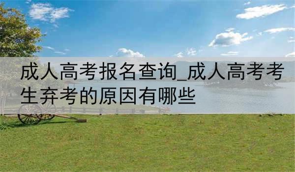 成人高考报名查询_成人高考考生弃考的原因有哪些