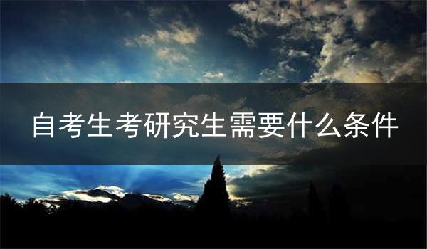 自考生考研究生需要什么条件