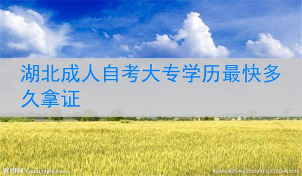 湖北成人自考大专学历最快多久拿证