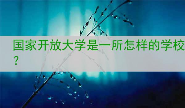国家开放大学是一所怎样的学校？