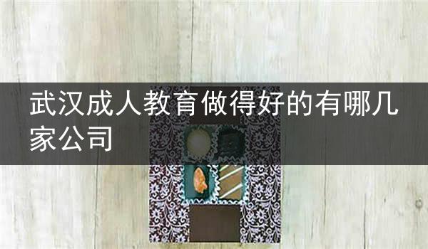 武汉成人教育做得好的有哪几家公司
