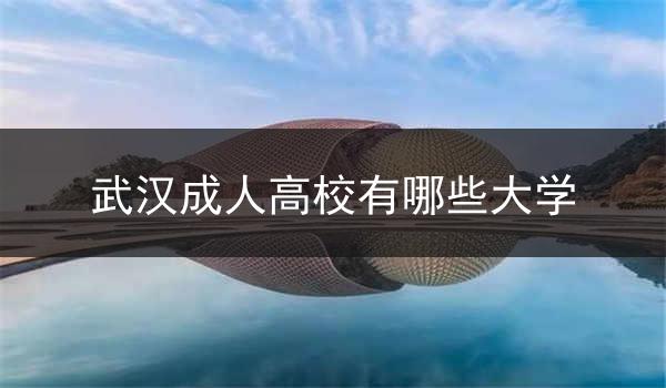 武汉成人高校有哪些大学