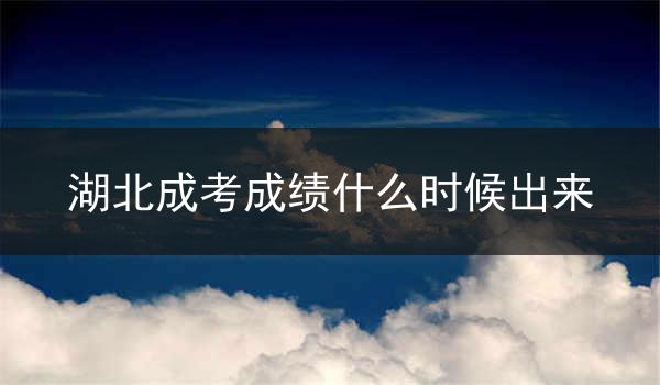 湖北成考成绩什么时候出来