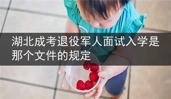湖北成考退役军人面试入学是那个文件的规定