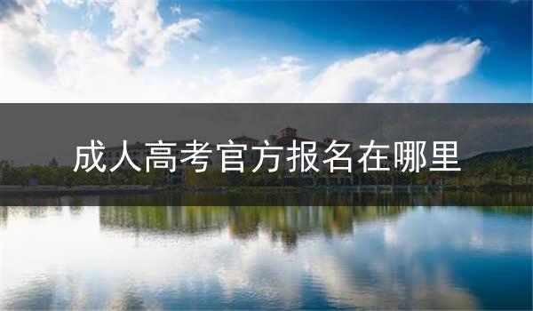 成人高考官方报名在哪里