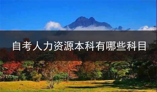 自考人力资源本科有哪些科目