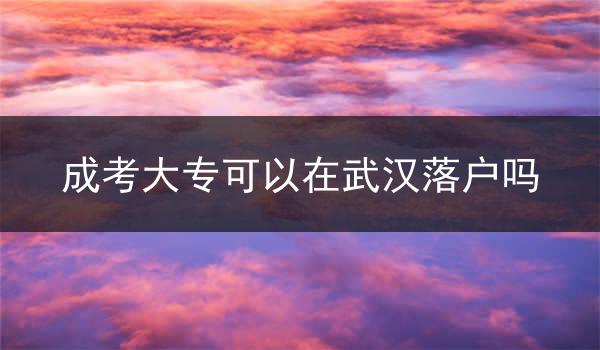 成考大专可以在武汉落户吗