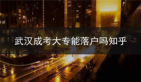 武汉成考大专能落户吗知乎